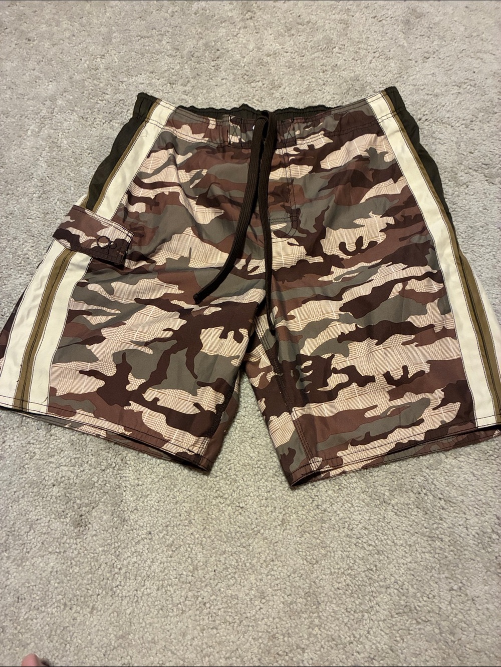 OP Mens Camo Swim Trunks in Brown, Olive & Tan